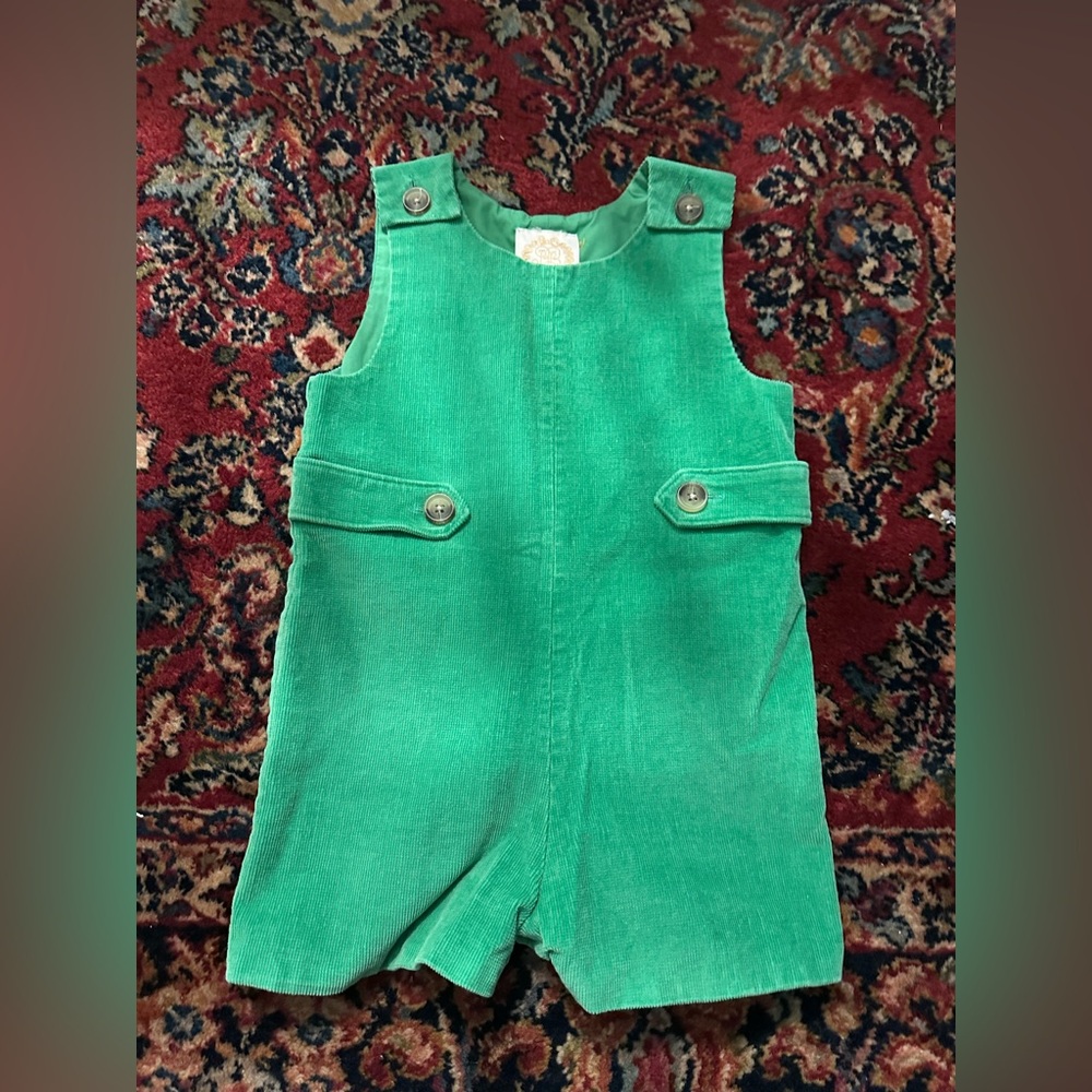 The Beaufort Bonnet Company Green Corduroy Romper